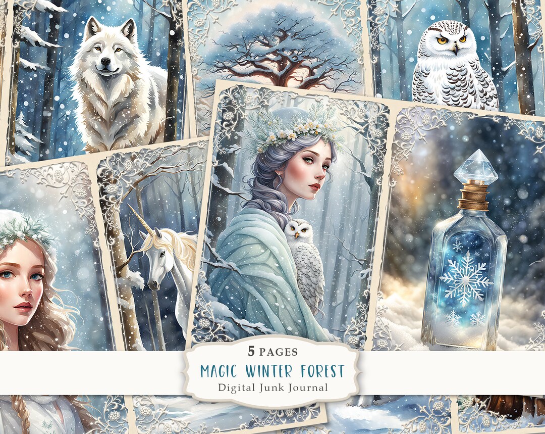 Magical Winter Forest-1 Junk Journal, Winter Forest Journal Pages Kit ...
