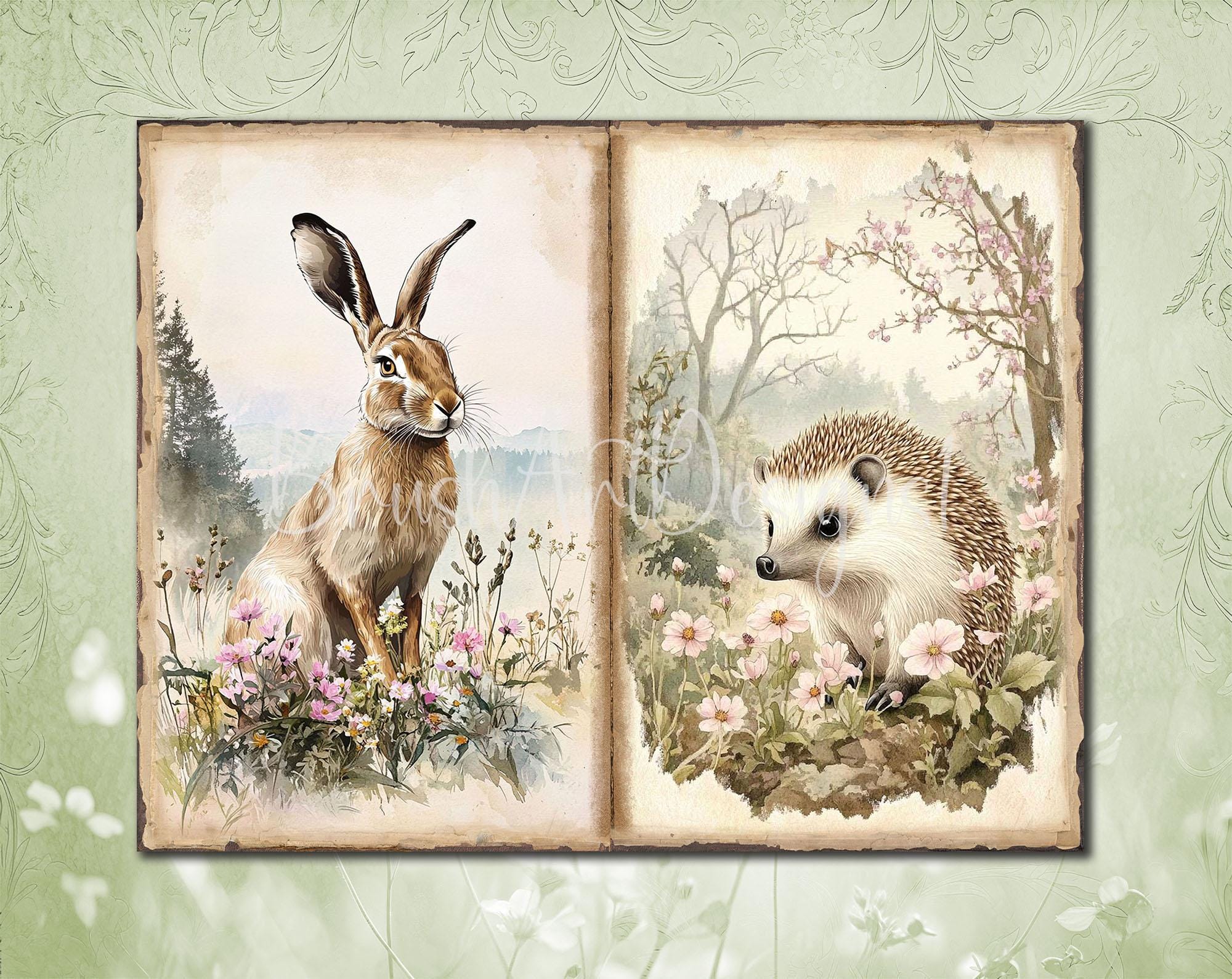 Woodland Animals #1 Junk Journal Kit, Vintage Forest Pages ...