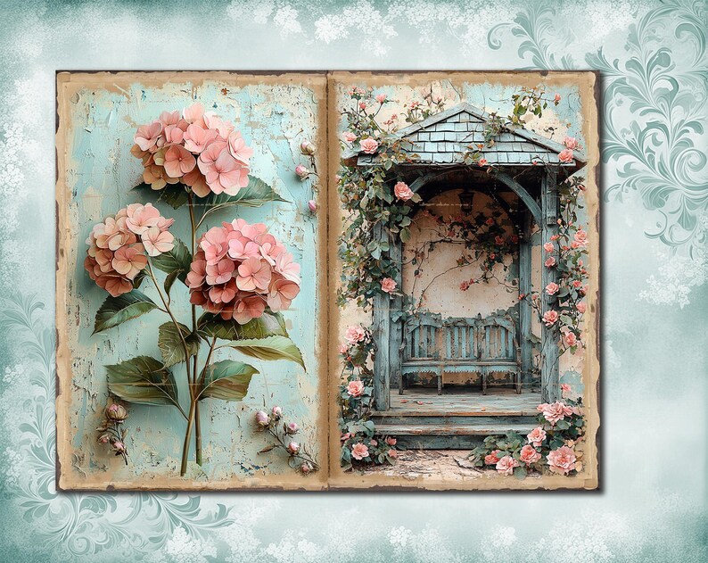 Cozy Cottage #1 Junk Journal Pages: Shabby Chic Ephemera, Digital ...