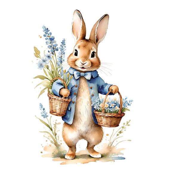 12 Peter Rabbit Clipart, Beatrix Potter Style, Spring Bunny (Digital Download)