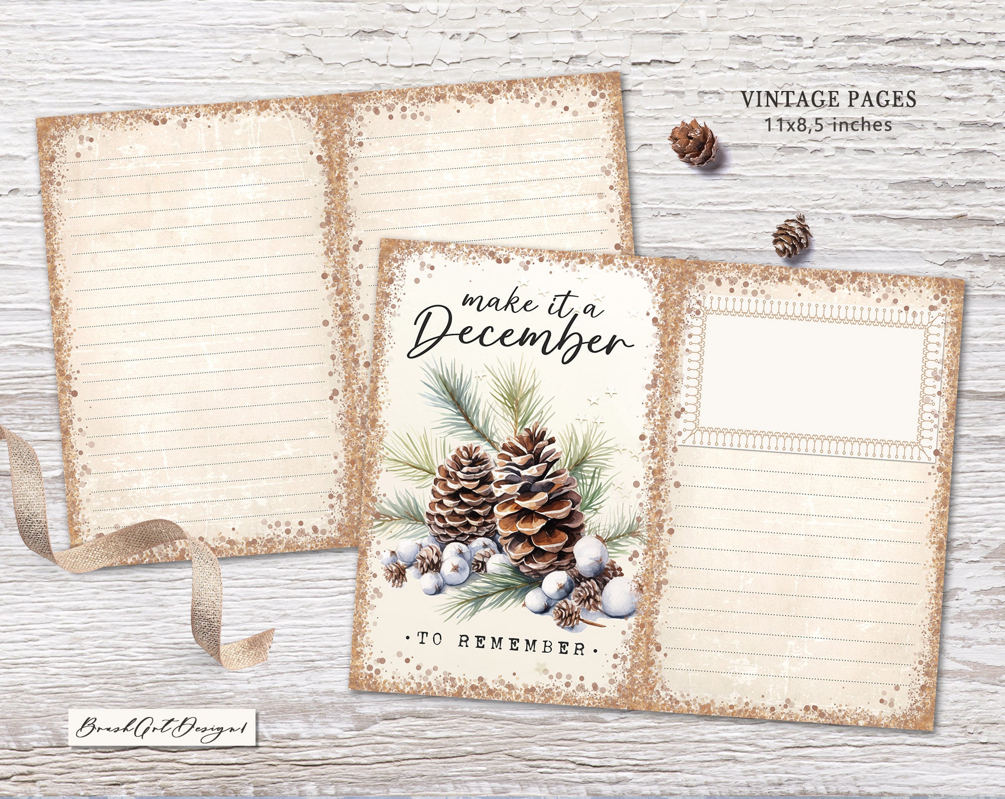 Winter Forest - 15 Pages Junk Journal, Christmas Scrapbook Paper ...