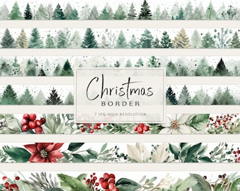Christmas Border Clipart, Christmas border printable, Holiday Borders Set, Border trees, Christmas Clipart, Christmas gift, Christmas cards