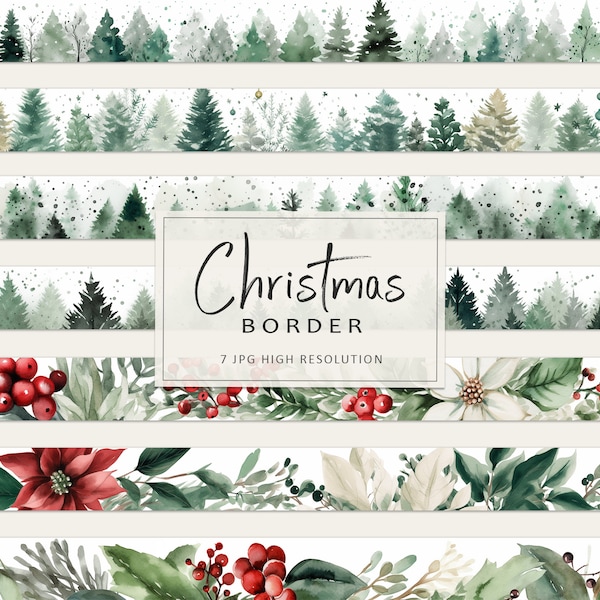 Christmas Border Clipart, Christmas border printable, Holiday Borders Set, Border trees, Christmas Clipart, Christmas gift, Christmas cards