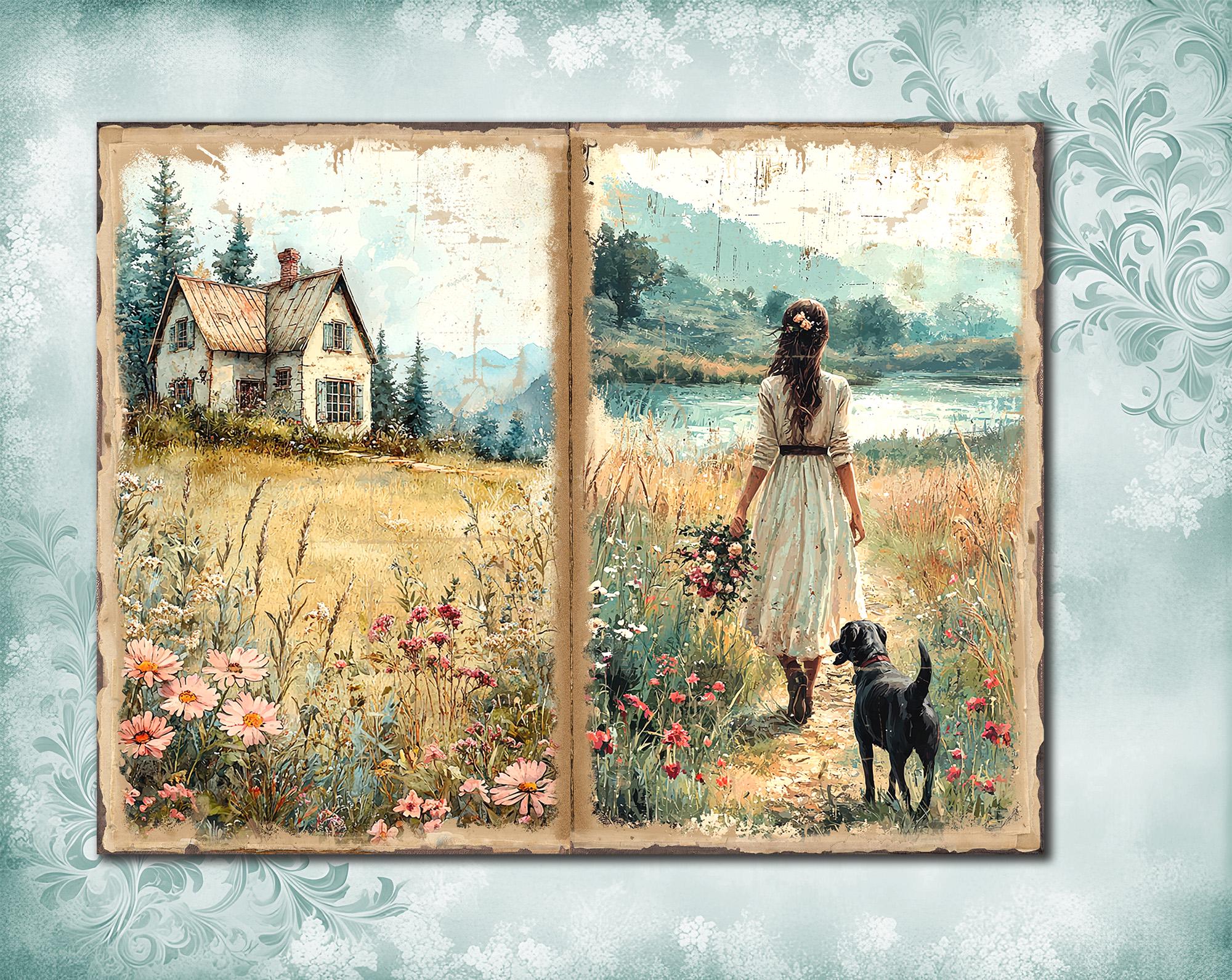 Cozy Cottage #3 Junk Journal Pages: Shabby Chic Ephemera, Digital ...