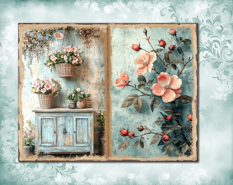 Cozy Cottage #3 Junk Journal Pages: Shabby Chic Ephemera, Digital ...
