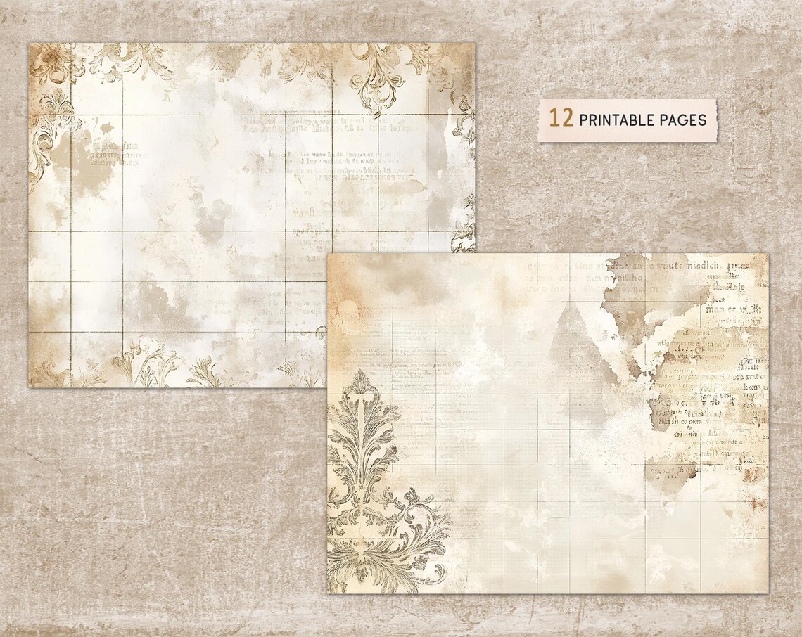 Neutral Paper #1 Journal Printable, Neutral Base Pages, Shabby Chic ...