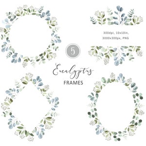 Eukalyptusrahmen Clipart, Grüne Rahmen, Kranz Clipart, Aquarellrahmen, Kränze png, Eukalyptuskranz, Hochzeitseinladungen, Rahmen png