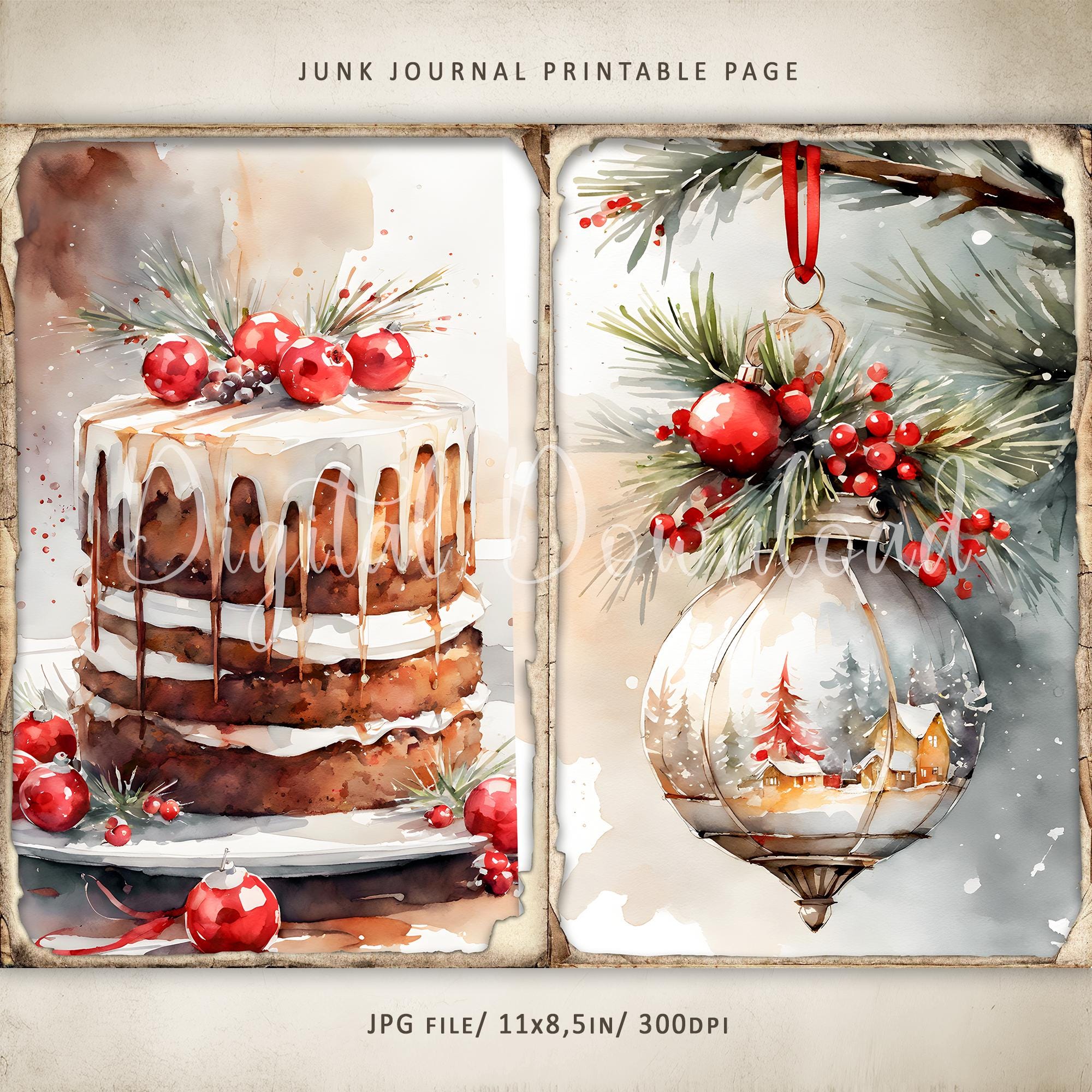 Rustic Christmas #1 Junk Journal Kit: Cozy Winter Printable Pages ...