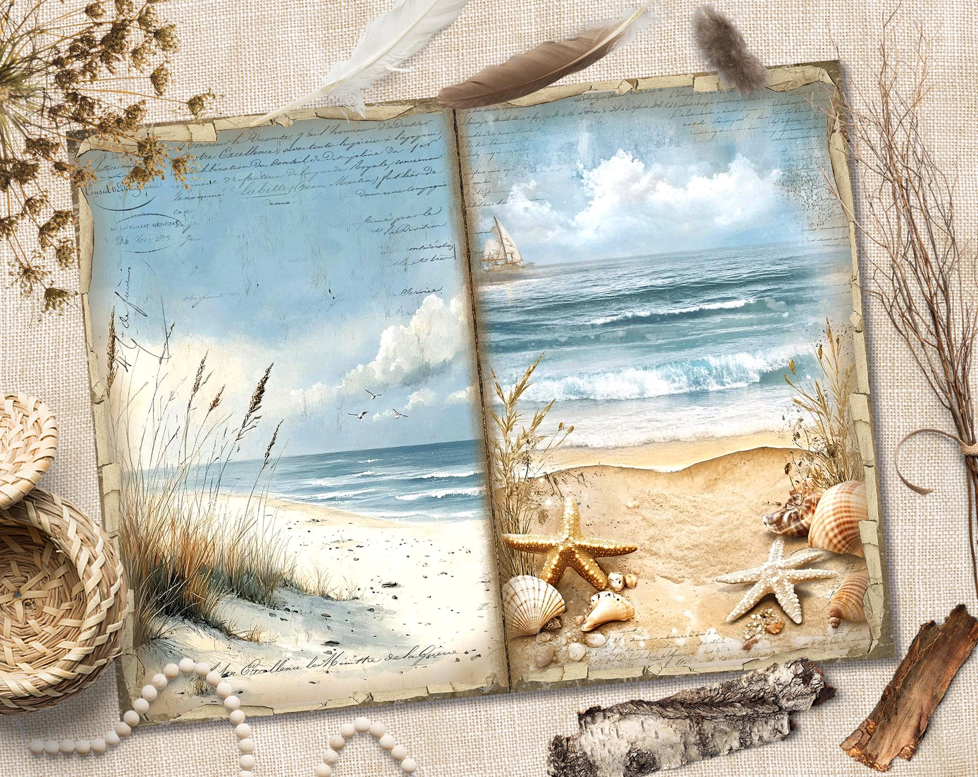 Blue Ocean Junk Journal Kit: Nautical Scrapbook Paper (digital Download ...