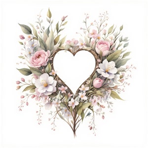 13 cliparts coeurs de fleurs, clipart fleur, clipart Pâques aquarelle, fabrication de cartes, JPG haute qualité, créations en papier, numérique, journal indésirable