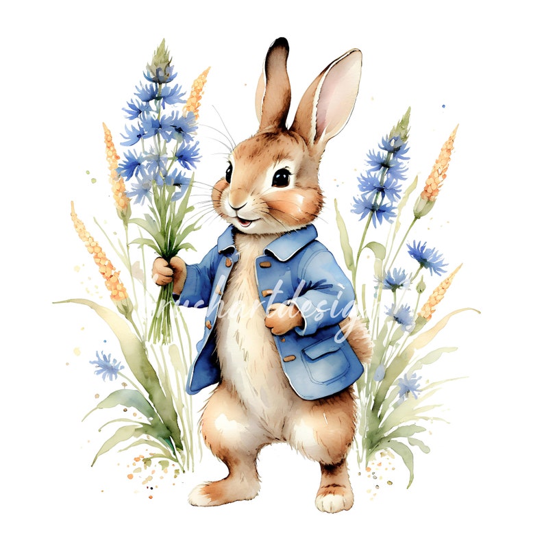 10 Peter Rabbit Clipart, Beatrix Potter Style, Spring Flowers (JPG) - Etsy