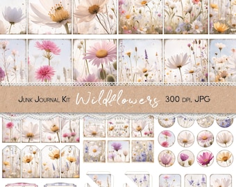 Jardin de Fer ジャンクジャーナルキット、花柄のドア、印刷用紙