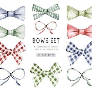 Clipart ad acquerello con fiocchi, clipart di compleanno, set di fiocchi, papillon ad acquerello, baby shower, inviti, festa di compleanno, download digitale