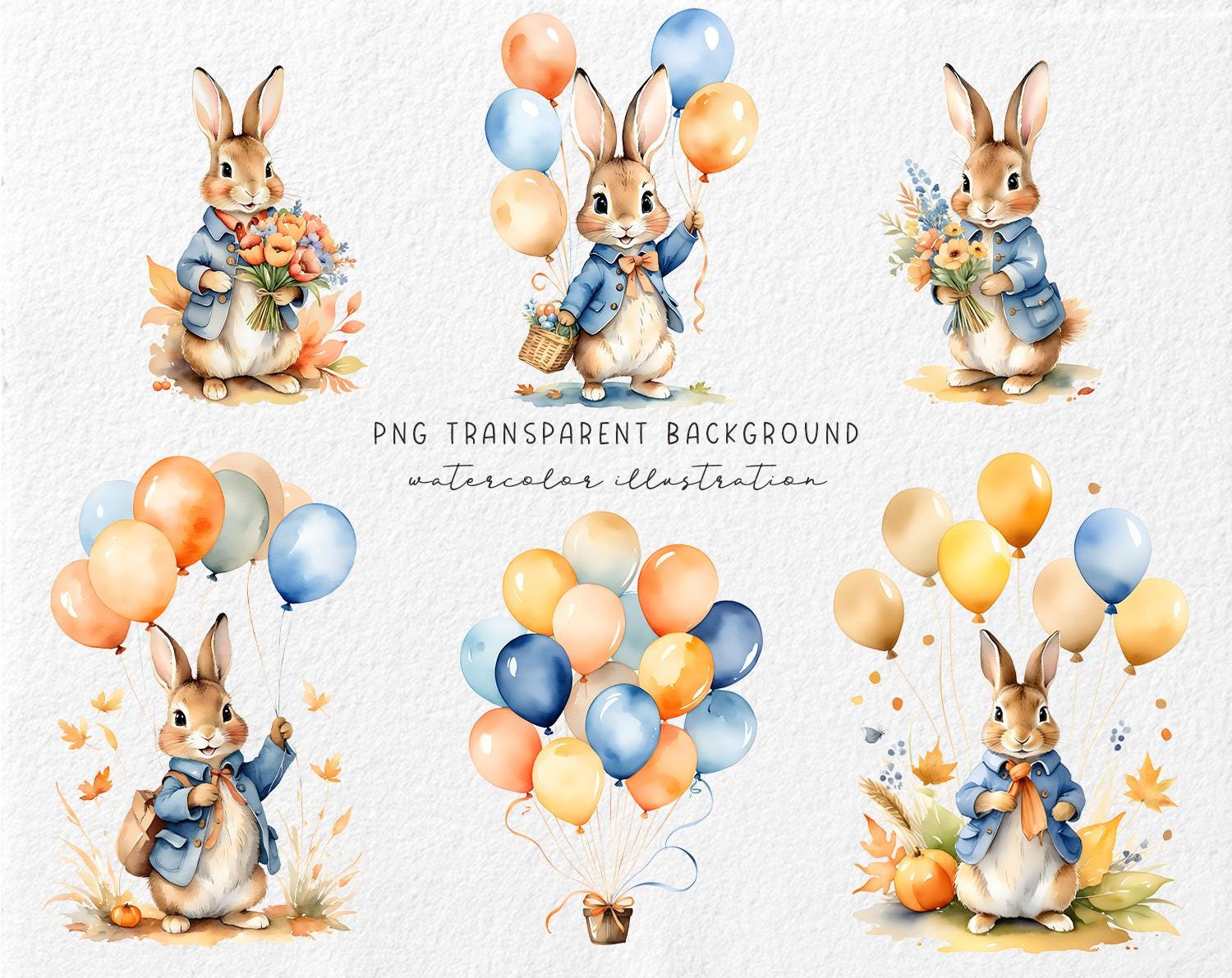 Petr Rabbit Birthday Background Peter Rabbit Birthday Clipart- 15PNG, Bunny With Balloons, Beatrix ...