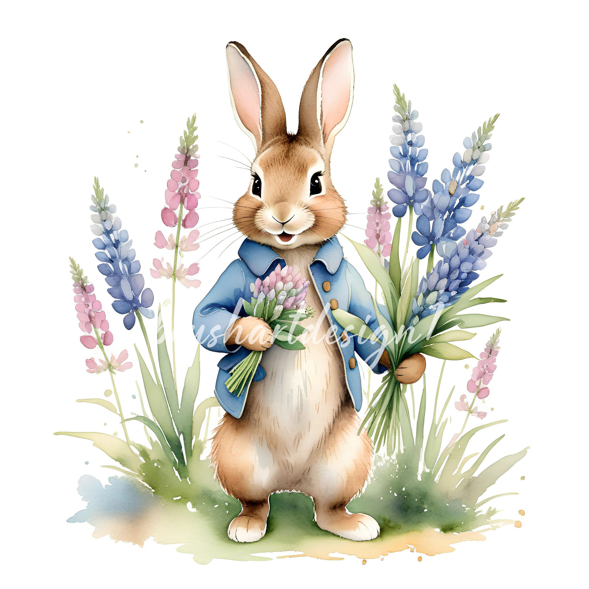 10 Peter Rabbit Clipart, Beatrix Potter Style, Spring Flowers (JPG) - Etsy