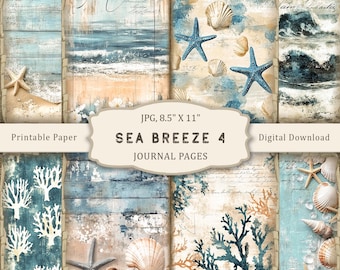 Sea breeze #4 Junk Journal Pages, Marine Ephemera, Digital Download