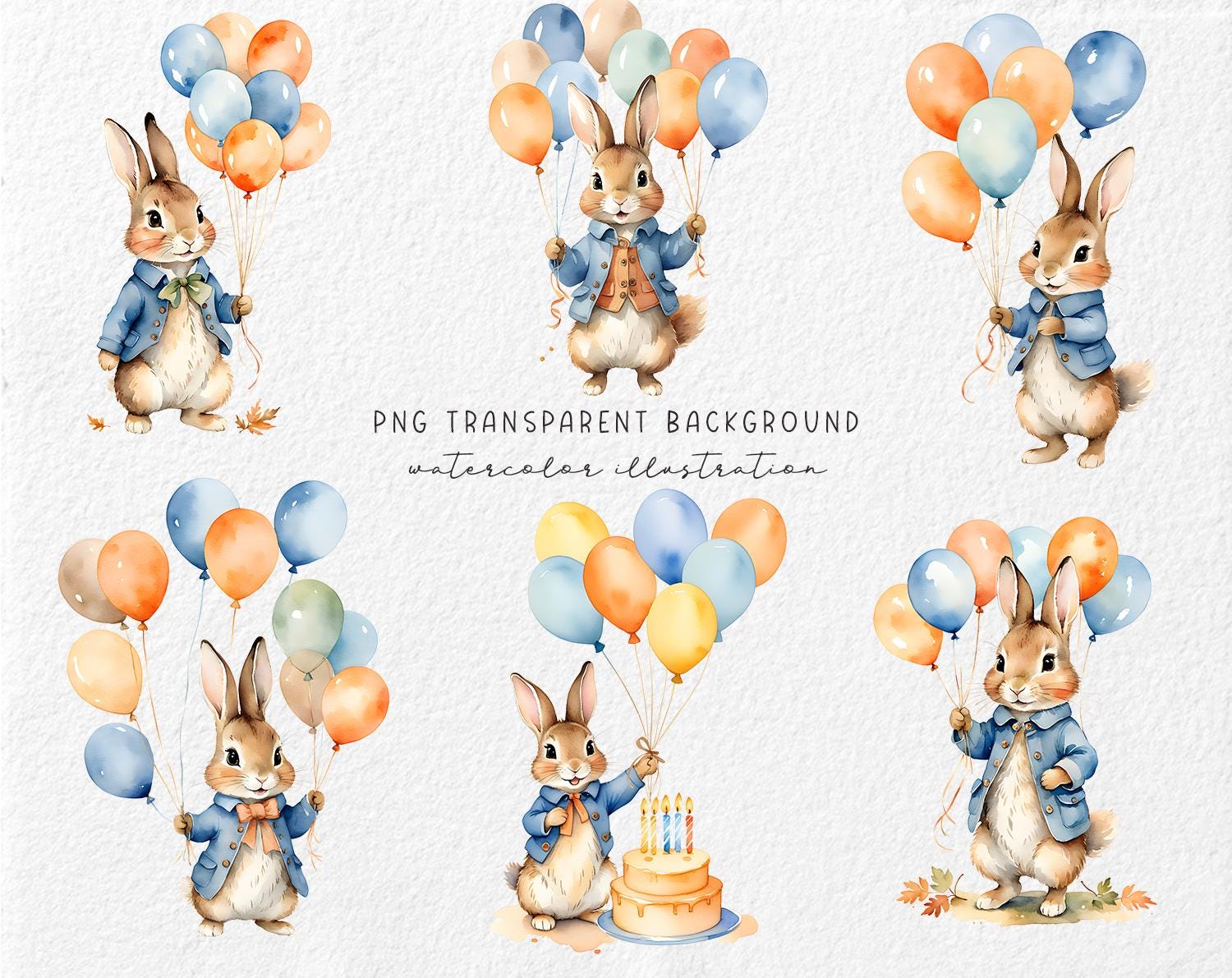 Petr Rabbit Birthday Background Peter Rabbit Birthday Clipart- 15PNG, Bunny With Balloons, Beatrix ...