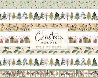 Christmas Border Clipart, Holiday Borders Set, Border Christmas trees, Christmas Clipart, Christmas gift, Christmas frames, Invitation