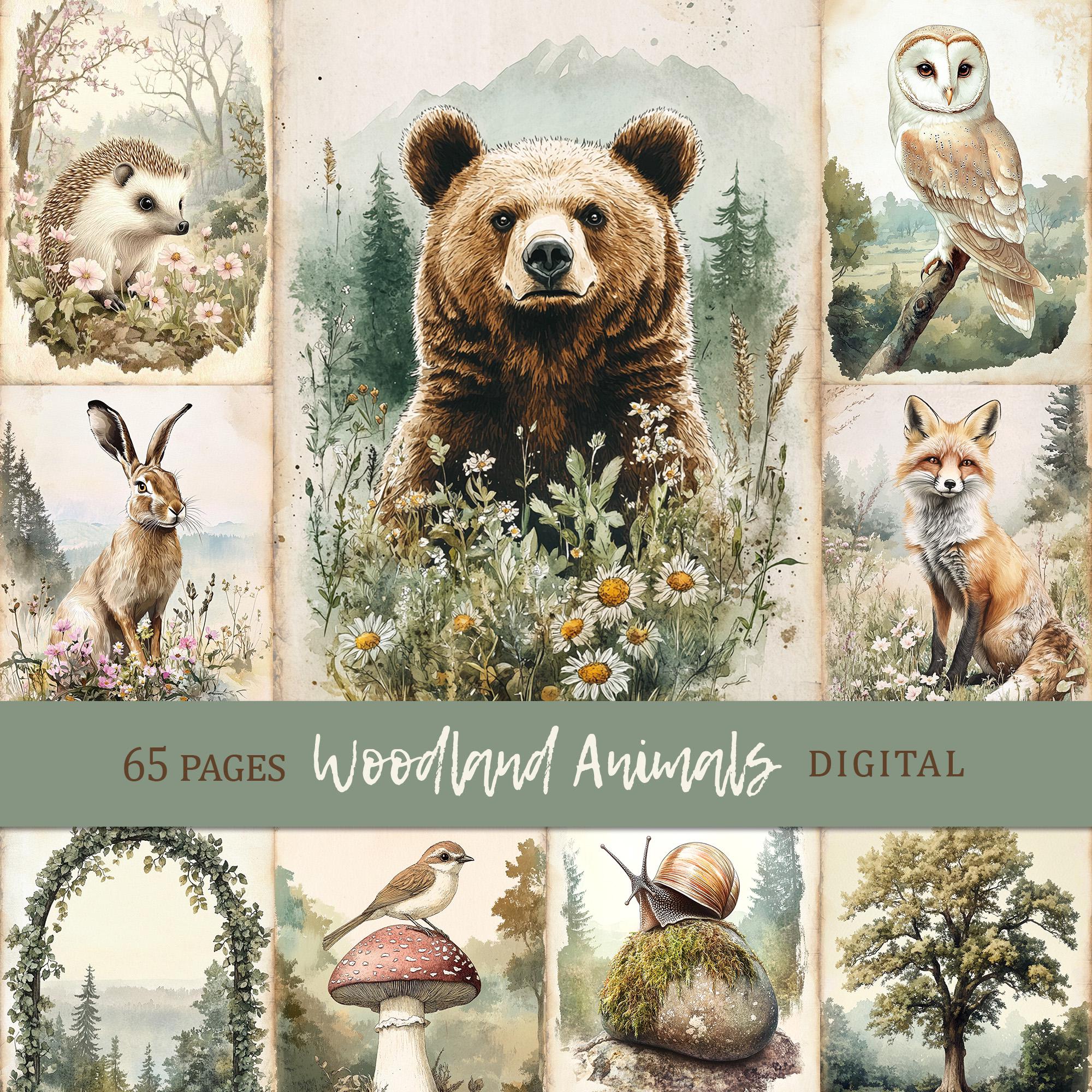 Woodland Animals Junk Journal Kit, Forest Botanical Digital Sheet ...