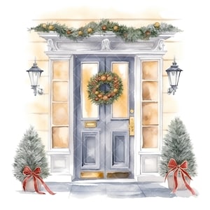 15 kerstdeuren clipart, kerst aquarel deur clipart, kaart maken, hoge kwaliteit JPG, papier ambachtelijke, digitale download, ongewenste Journal