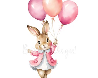 15 Flopsy Rabbit cliparts, Beatrix Potter Style, Peter Rabbit's sister, Watercolor Birthday Clipart,Card making,High Quality JPG,Paper craft