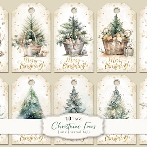 Weihnachten Gastgeschenk Tags, Urlaub Geschenkanhänger, frohe Weihnachten, Urlaub Vintage druckbare Tags, Urlaub Etiketten, digitaler Download