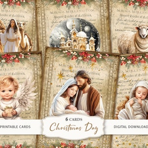 Cartões de Natal para imprimir, Pacotes de cartões de Natal para imprimir, Papel para scrapbooking digital, Cartões ATC, Colagens de Natal, Decoupage, Ephemera
