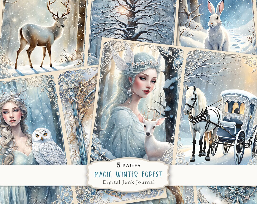Magical Winter Forest-2 Junk Journal, Winter Forest Journal Pages Kit ...