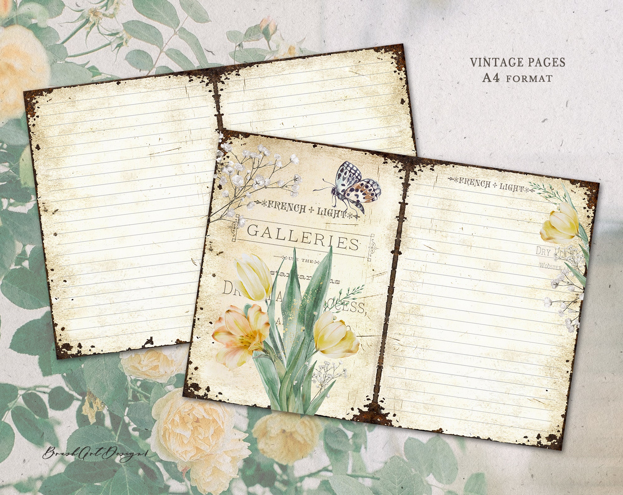 Scrap File With Ruled Pages A4 Lined Journal Pages, Vintage Scrap Journal Paper, Frayed Printable ...