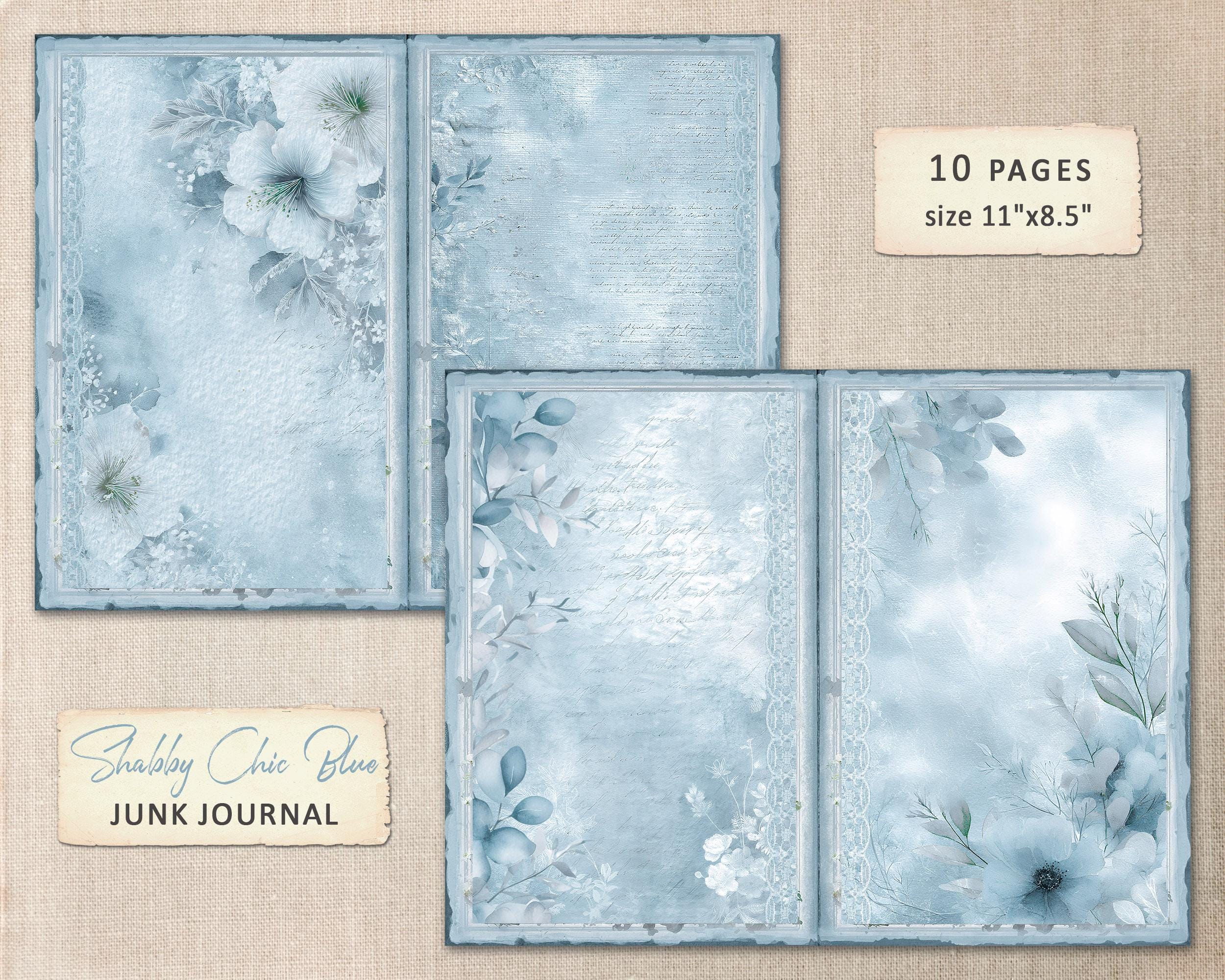 Shabby Chic Junk Journal Pages: Blue Botanical Ephemera (digital ...