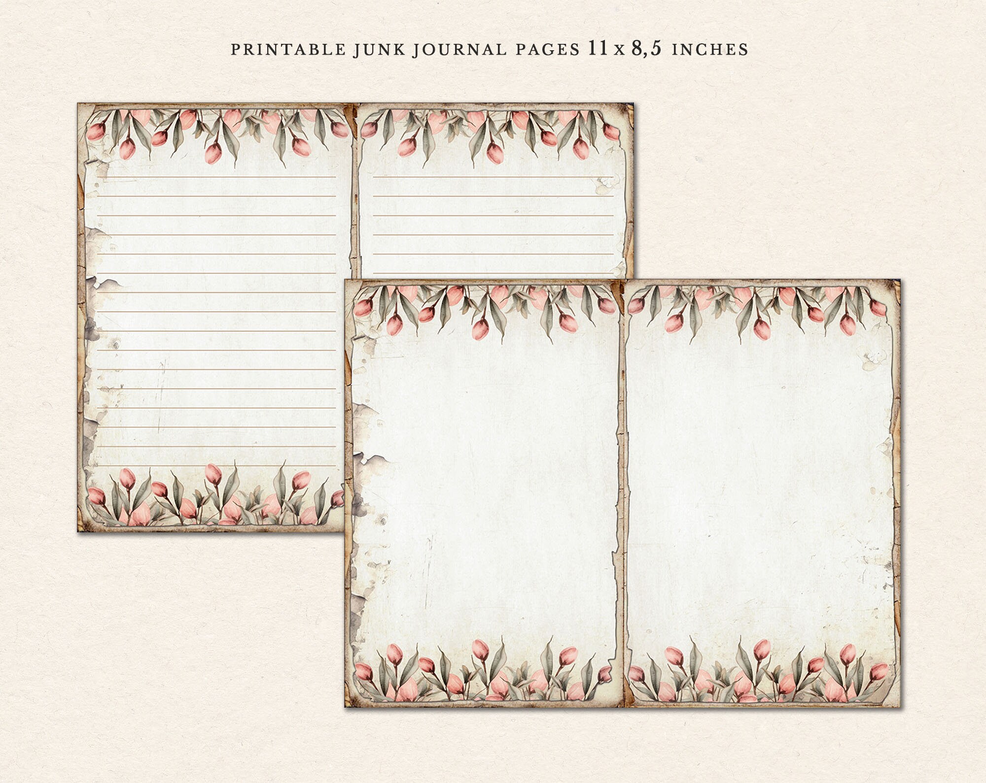 Rustic Easter- 14 Junk Journal Pages Kit, Spring Junk Journal, Vintage ...