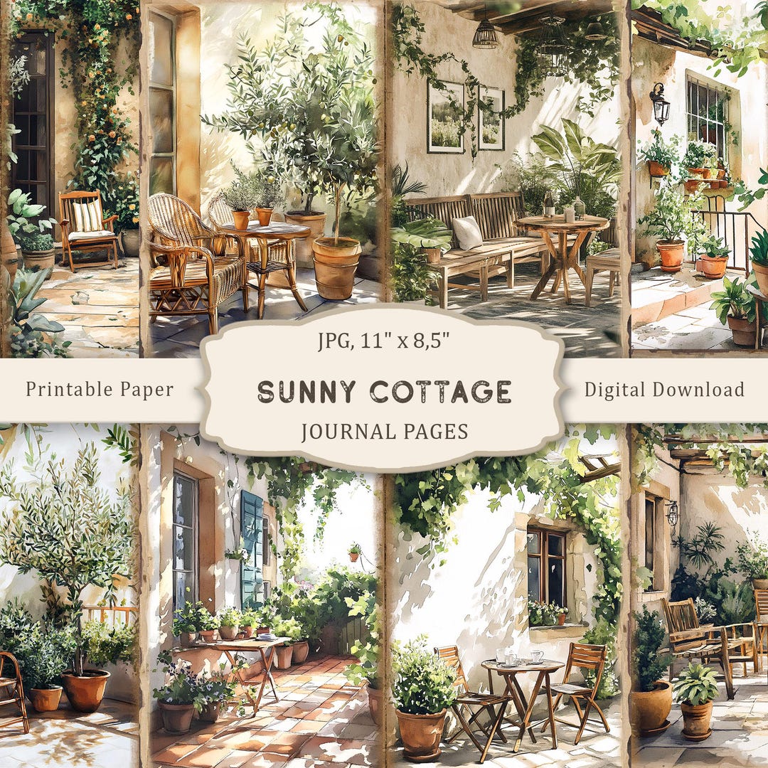 Sunny Cottage #2 Junk Journal Kit, Summer Terraces Printable Pages ...