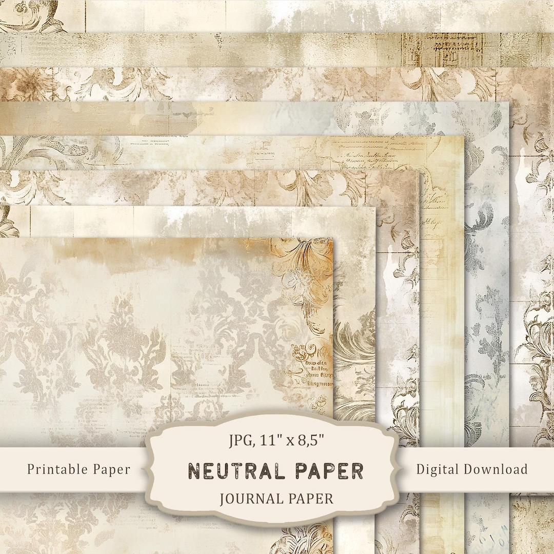 Neutral Paper #1 Journal Printable, Neutral Base Pages, Shabby Chic ...