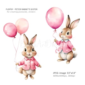 15 Flopsy Rabbit Cliparts, Beatrix Potter Style, Peter Rabbit's Sister ...