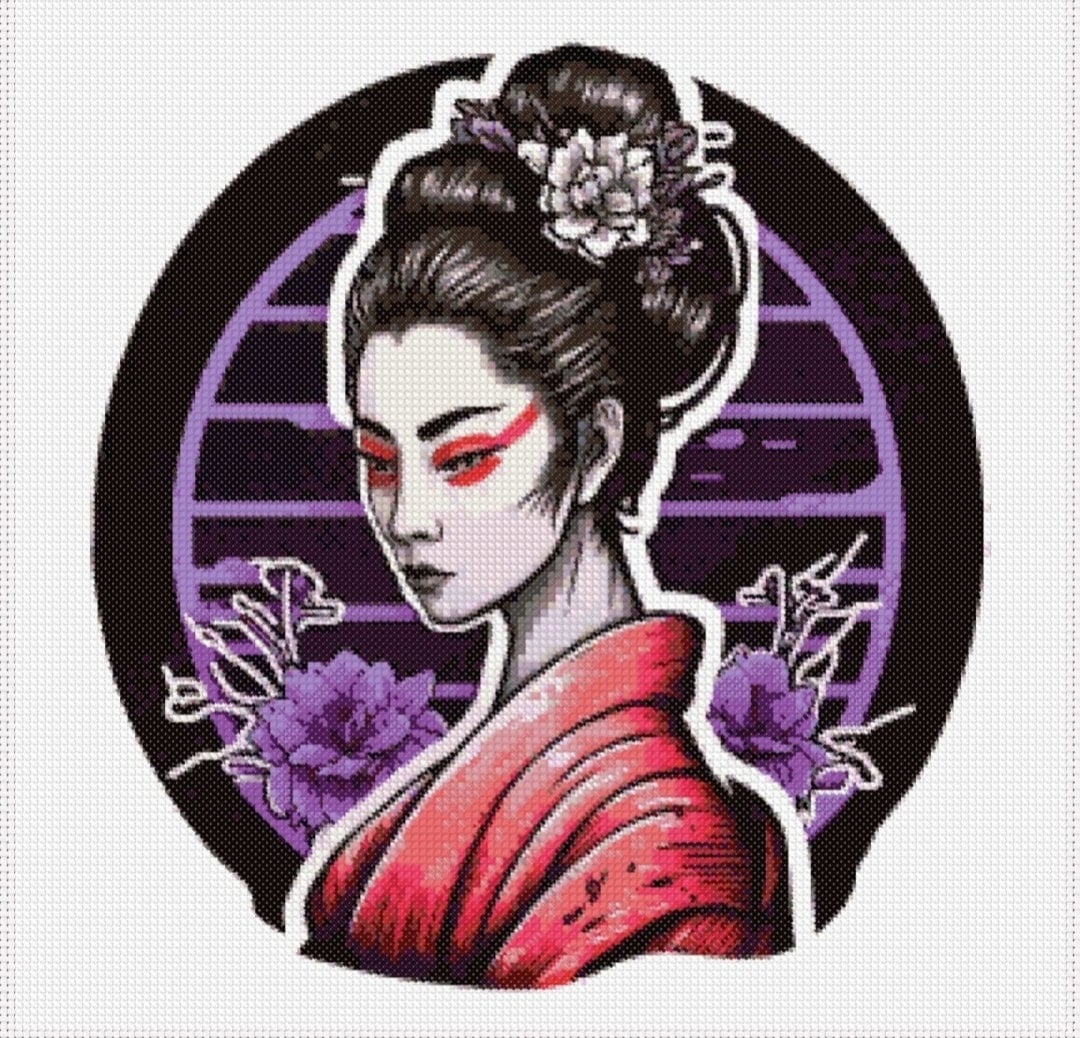 Geisha Cross Stitch Geisha Cross Stitch Pattern Geisha in Etsy