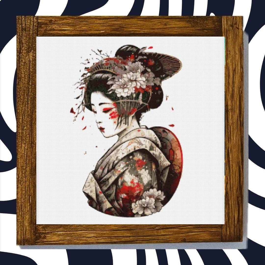 Geisha Cross Stitch Geisha Cross Stitch Pattern Serene - Etsy