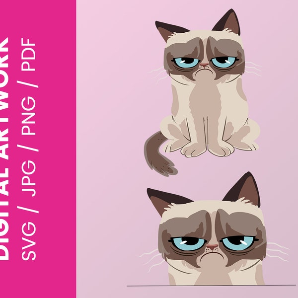 Grumpy Cat Artwork Set SVG | PNG | PDF