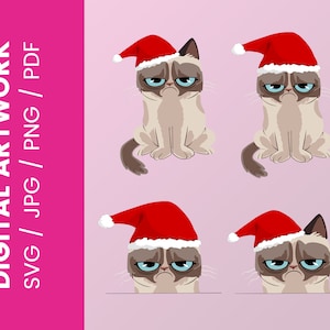 Grumpy Santa - Grumpy Cat Christmas Artwork Pełny zestaw SVG | PNG | PDF