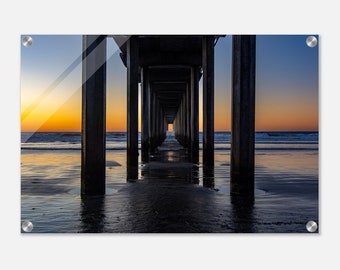 Scripps Pier at Sunset on Aluminum Print - Acrylic Print