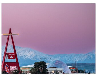 Angel Stadium with Snow Capped Mountains on Museum-Quality Matte Paper Poster