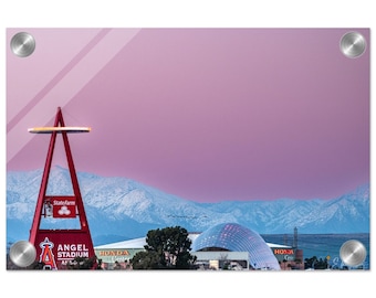 Angel Stadium with Snow Capped Mountains on Acrylic Print
