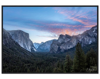 Yosemite Valley Framed Poster, Semi-Glossy Print, Pine Frame