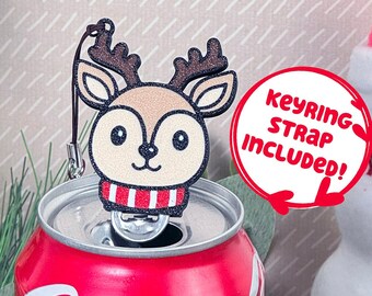 Tab Buddies Merry Reindeer – Cute drink can tab opener for kids, long nails, adaptive, arthritis- Christmas present stocking stuffer idea