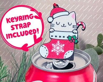 Tab Buddies Catnap Stocking Stuffer – Cute soda can tab opener keychain for kids, long nails, assistive - Christmas gift present kitty