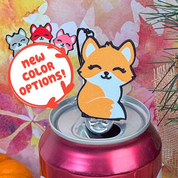 Fox Drink Tab Opener with Keychain strap - Adaptive Assistive Tech for Hand Strugggles - Kawaii Kitsune Vixen Arctic Lovers Gift Present