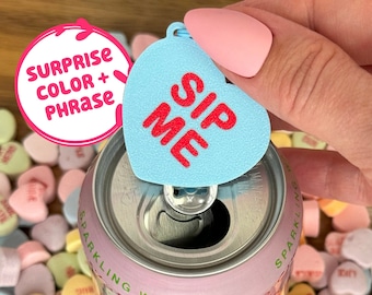 Surprise Candy Heart Tab Buddy soda can opener with Keychain strap - Sweet Valentines Day Gift Present for long nails, arthritis, disabled