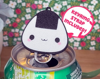 Cute Onigiri Drink Can Tab Opener with Keyring strap - Trendy Gift for Long Nails Hack - Acrylic Charms - Press Ons - Kawaii Japan Accessory
