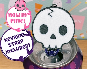 Spooky Skull Cute Soda Can Tab Opener with Keychain strap- Unique Accessibility Halloween Trick or Treat Toy Swag - Fall Lovers Present Gift