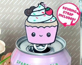 Cutie Cupcake Tab Buddy – Cute soda can tab opener keychain for kids, long nails, adaptive, assistive, unique birthday gift present, holiday