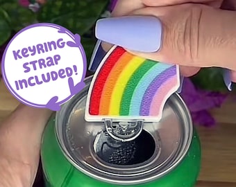 Rainbow Pride Keychain Tab Buddy - Cute Drink Can Opener for Long Nails, Drag Queen, Accessibility - Wide Press ons hack accessory, present